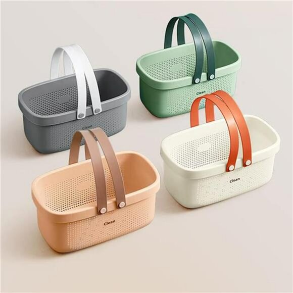 Plastic Shower Caddy Basket with Handle Bathroom Dorm Kitchen Storage Bin - Picture 5 of 7